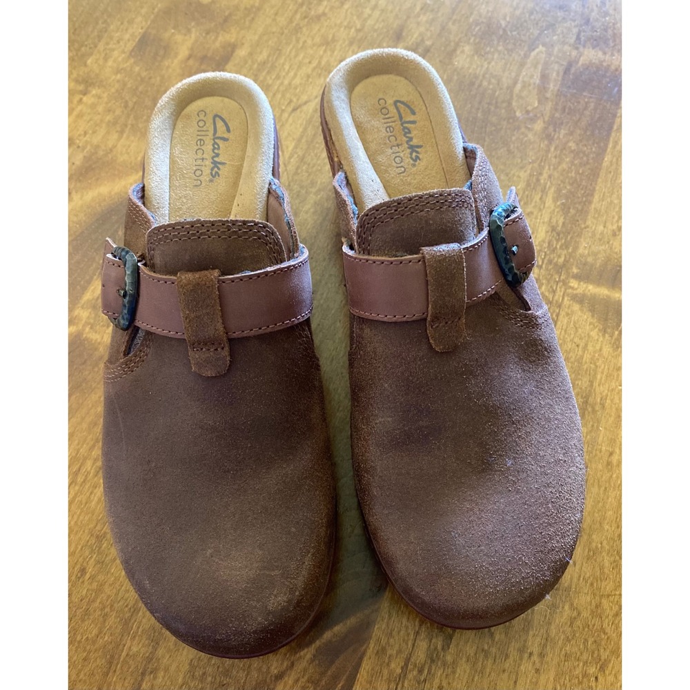 Clarks Paizlee Nora Womens Brown Suede Buckled Platform Clogs Size 8 - Picture 5 of 14